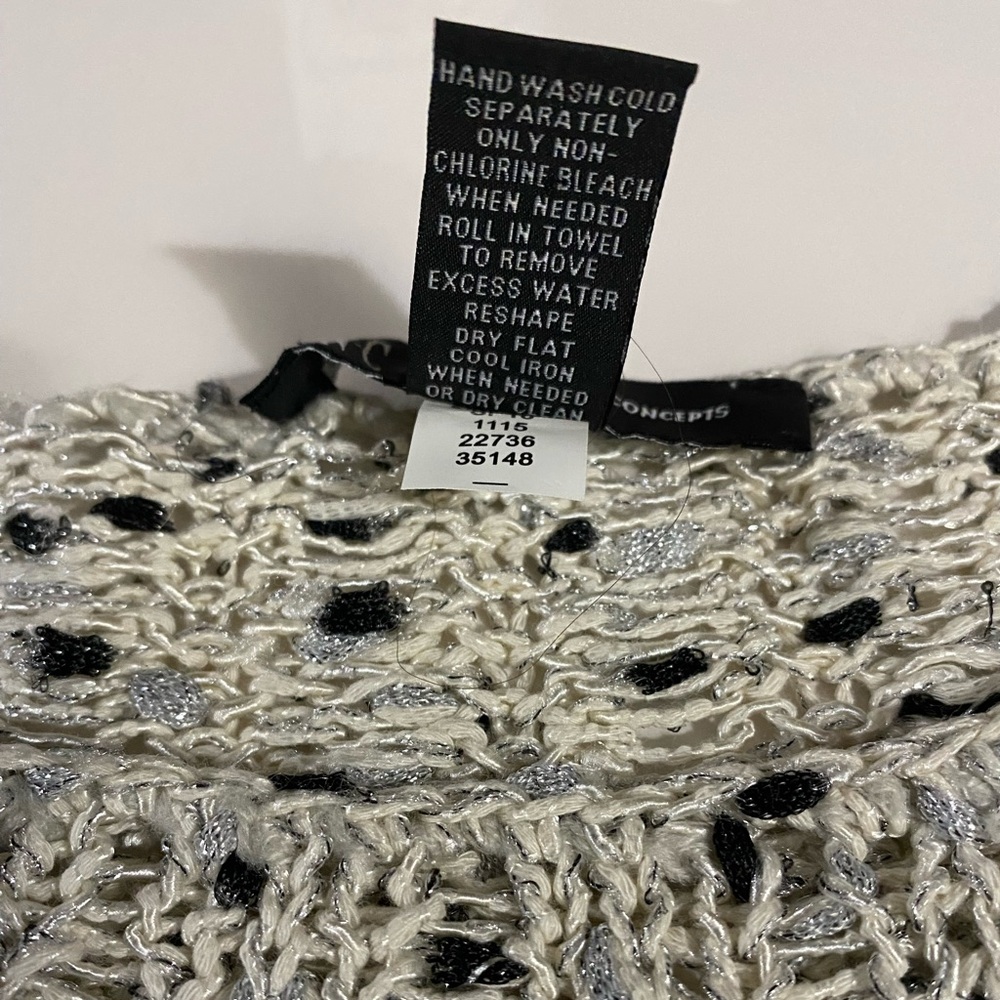 INC Crochet Sweater, Long Sleeve, Neutral, Metallic, Sz S, Cotton, Timeless - Picture 5 of 9